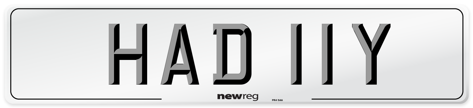 HAD 11Y Number Plate from New Reg